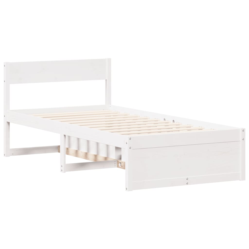 vidaXL Bed Frame without Mattress White 90x200 cm Solid Wood Pine