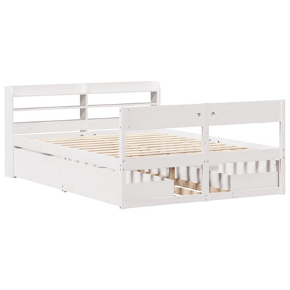 vidaXL Bed Frame without Mattress White 135x190 cm Double Solid Wood Pine