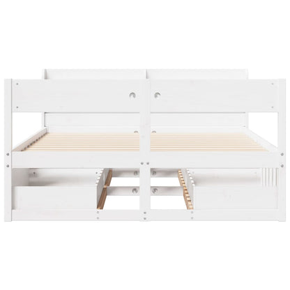 vidaXL Bed Frame without Mattress White 135x190 cm Double Solid Wood Pine