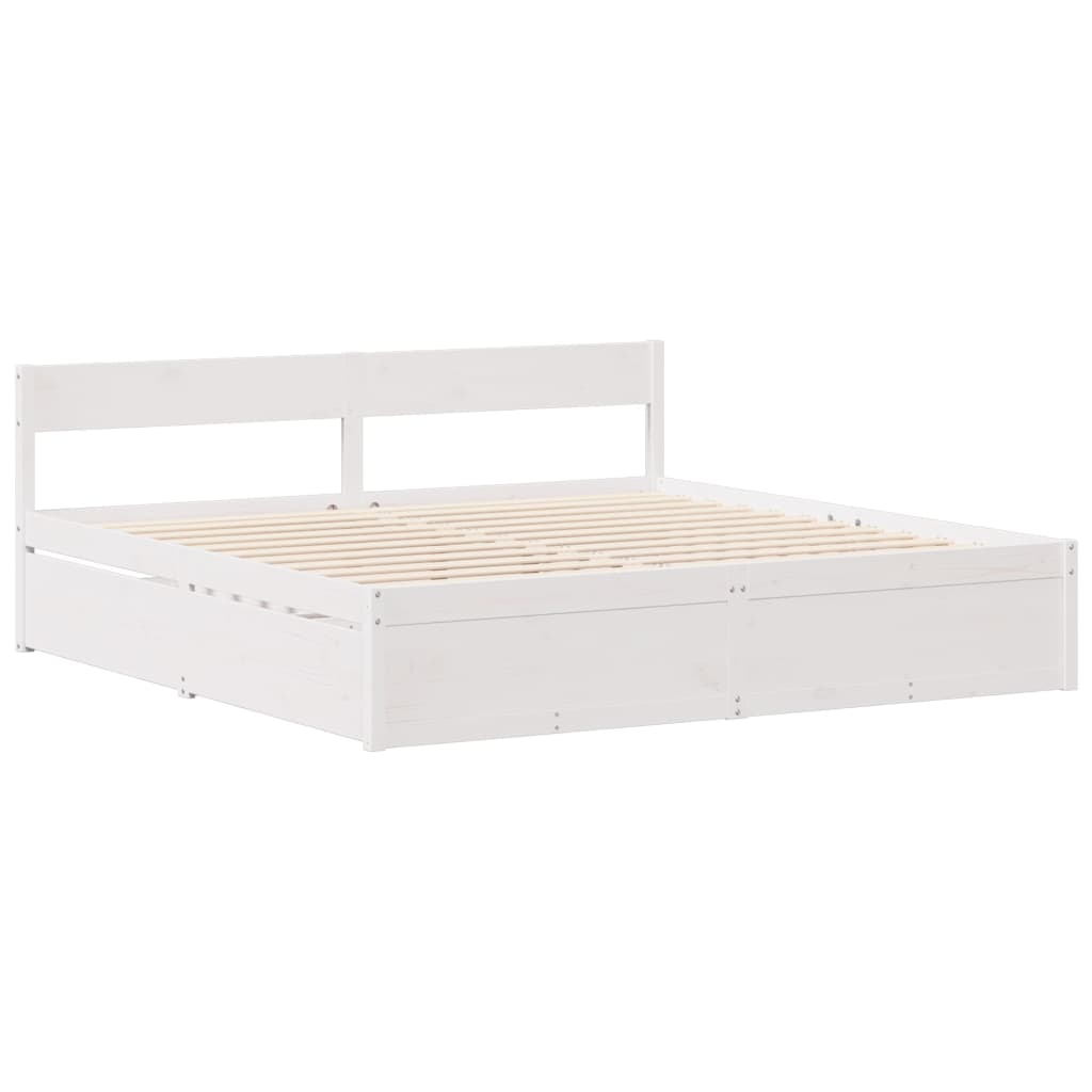 vidaXL Bed Frame without Mattress White 135x190 cm Double Solid Wood Pine