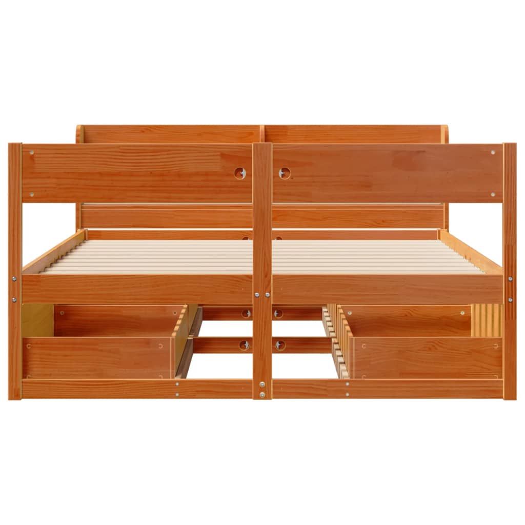 vidaXL Bed Frame without Mattress Wax Brown 135x190 cm Double Solid Wood Pine