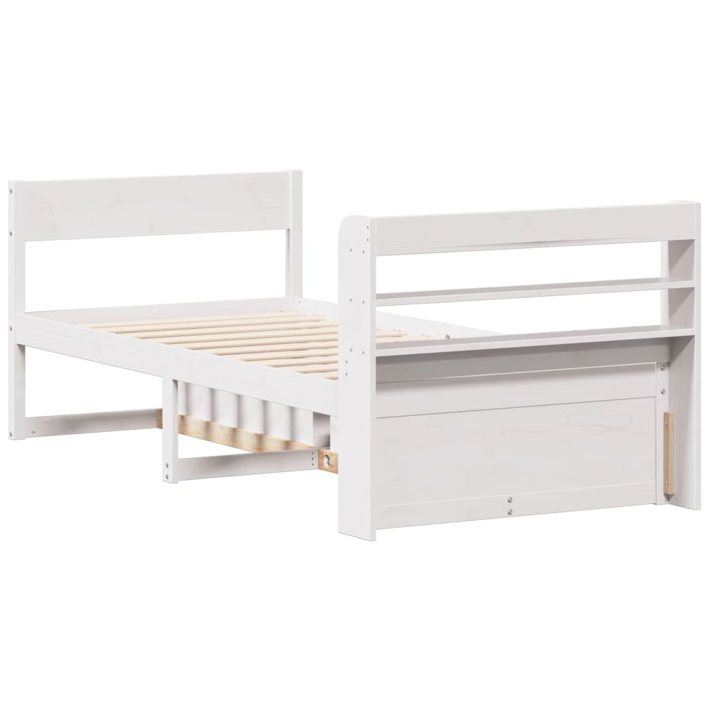 vidaXL Bed Frame without Mattress White 75x190 cm Small Single Solid Wood Pine