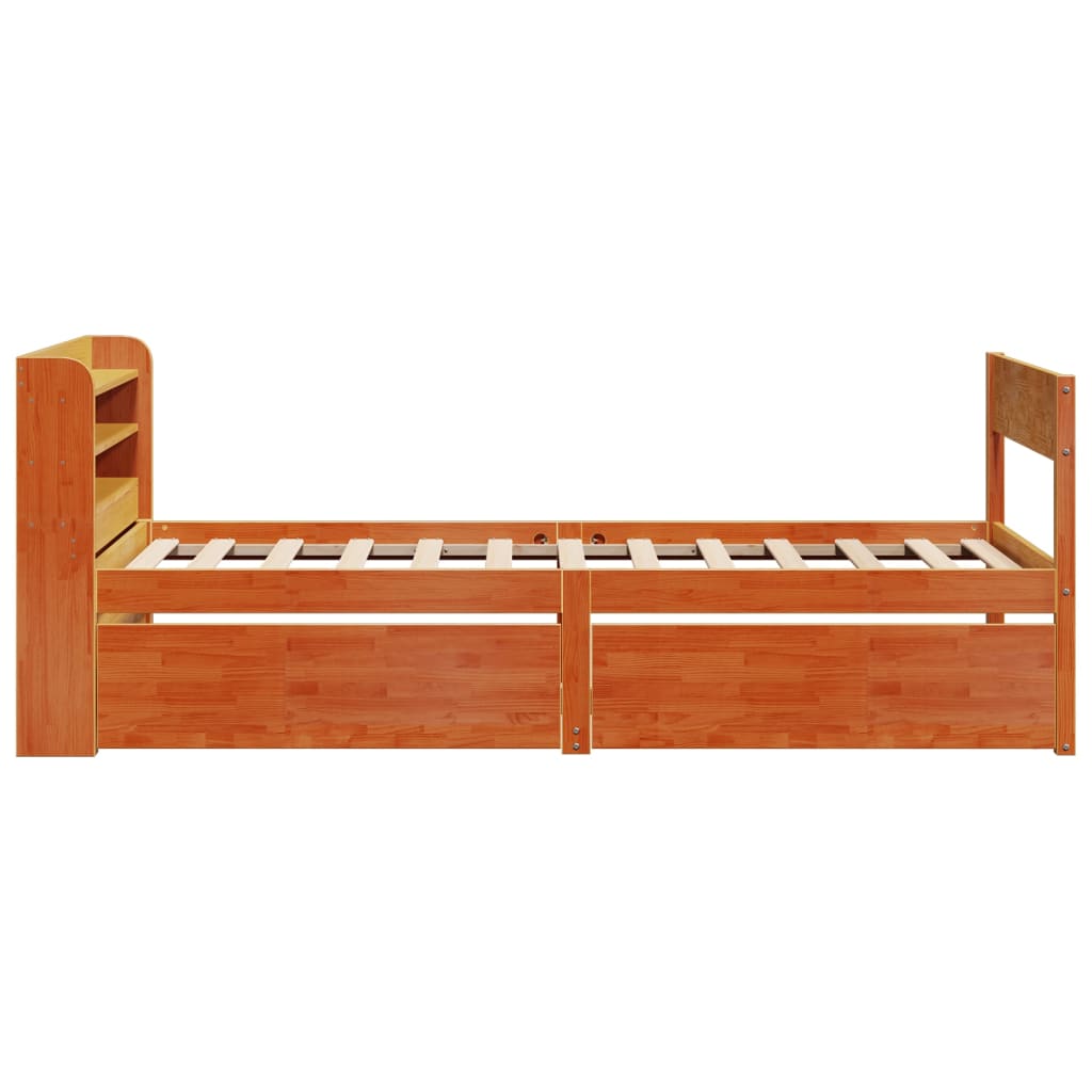 vidaXL Bed Frame without Mattress Wax Brown 75x190 cm Small Single Solid Wood Pine