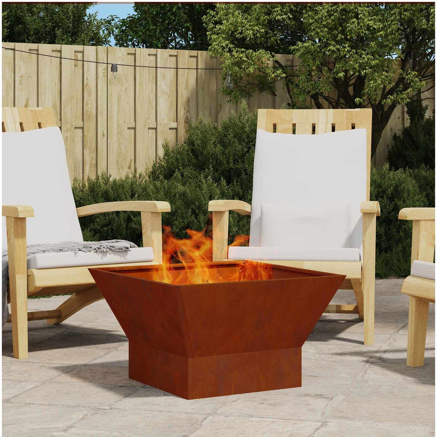 vidaXL Fire Pit Brown 60 x 60 x 35 cm Weathering Steel
