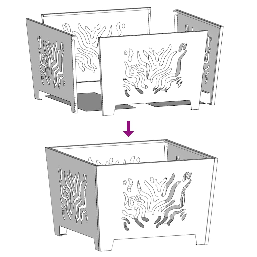 vidaXL Fire Pit Black 60 x 60 x 40 cm Steel