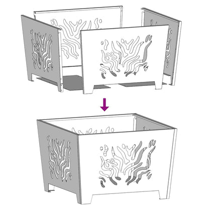 vidaXL Fire Pit Black 60 x 60 x 40 cm Steel