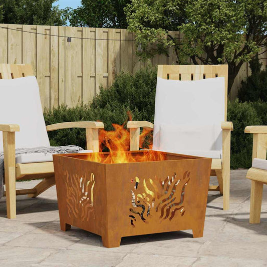 vidaXL Fire Pit Brown 60 x 60 x 40 cm Weathering steel