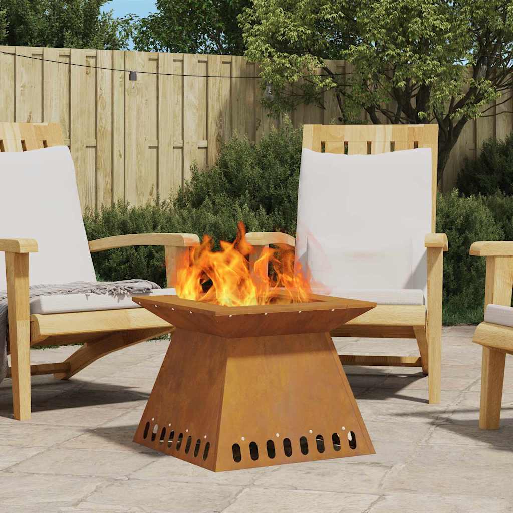 vidaXL Fire Pit Brown 48 x 48 x 40 cm Weathering steel