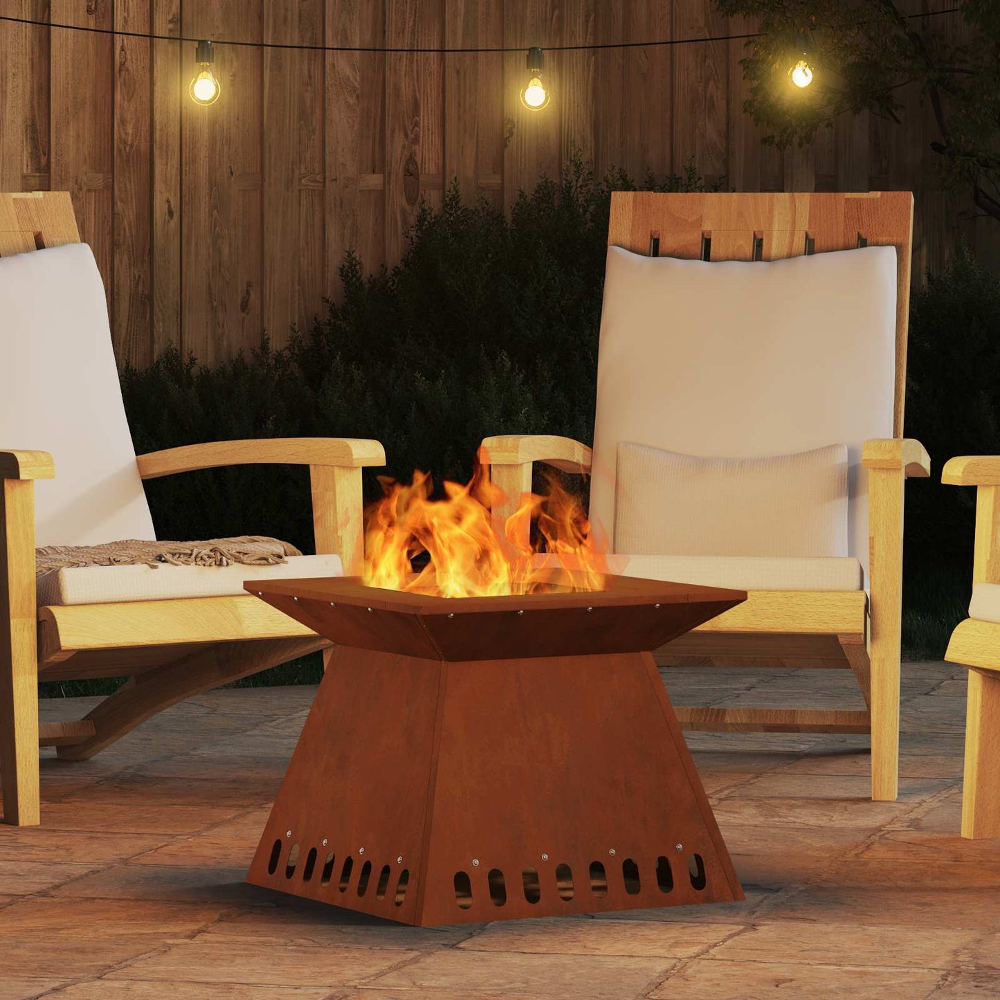 vidaXL Fire Pit Brown 48 x 48 x 40 cm Weathering Steel