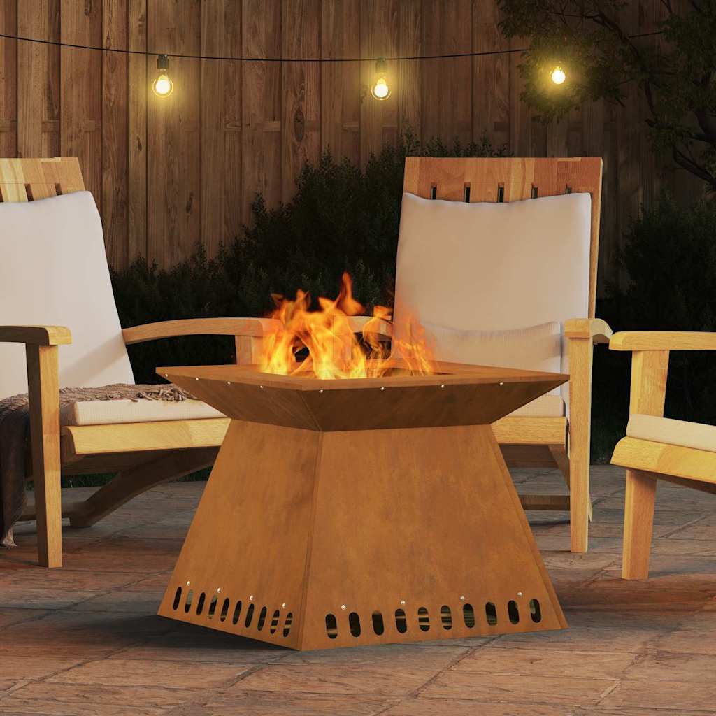 vidaXL Fire Pit Brown 60 x 60 x 50 cm Weathering steel