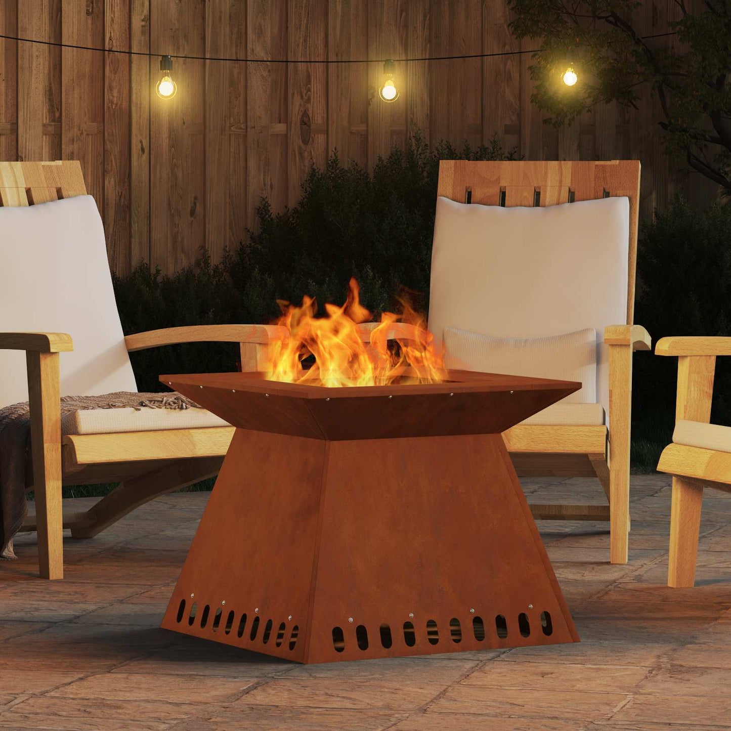 vidaXL Fire Pit Brown 60 x 60 x 50 cm Weathering Steel