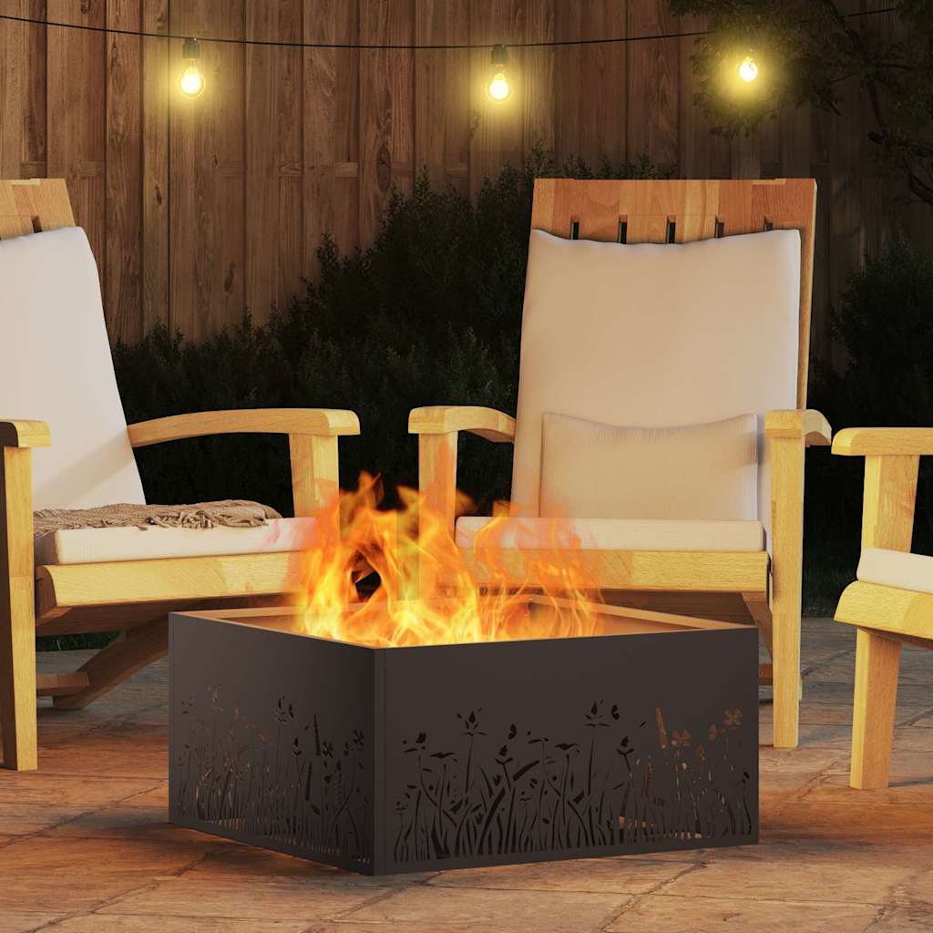 vidaXL Fire Pit Black 60 x 60 x 30 cm Steel