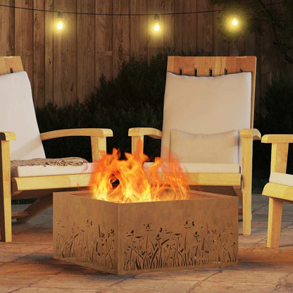 vidaXL Fire Pit Brown 60 x 60 x 30 cm Weathering steel