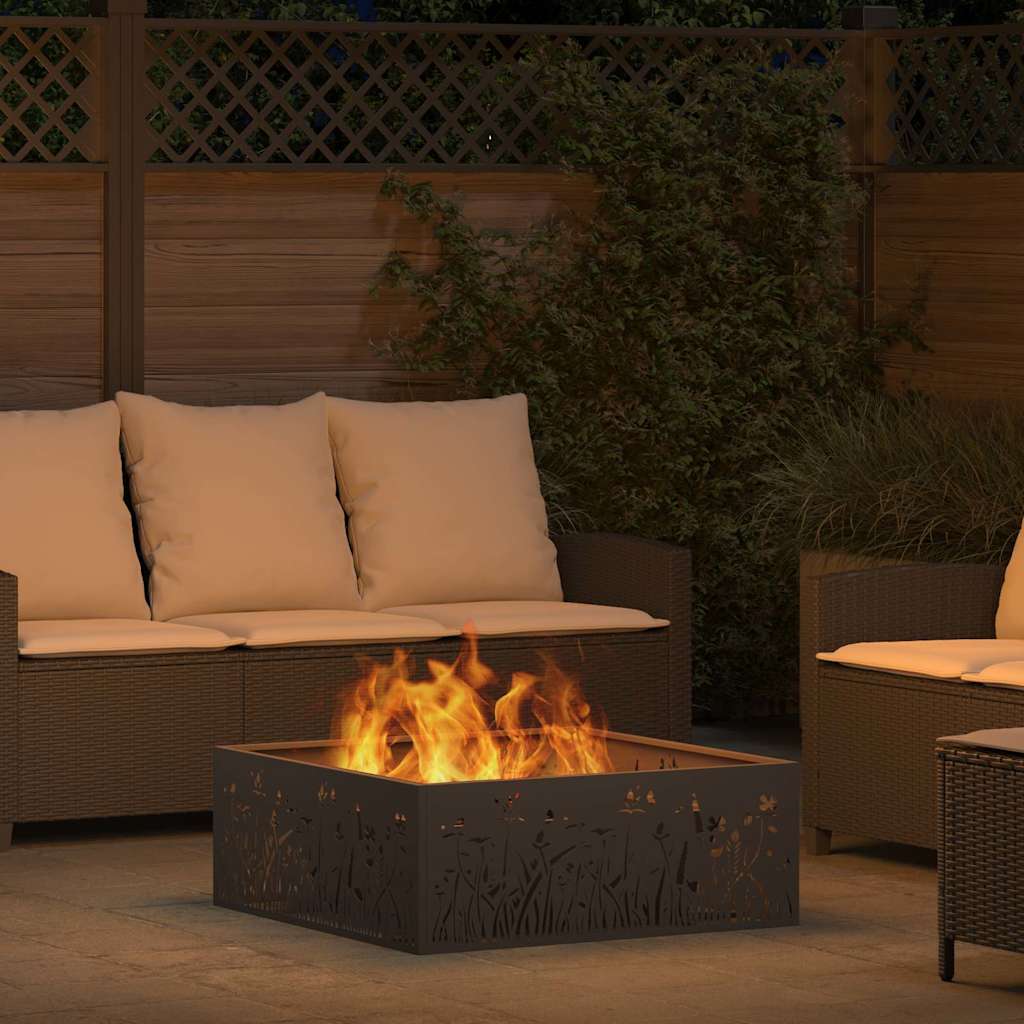 vidaXL Fire Pit Black 80 x 80 x 30 cm Cold-rolled steel