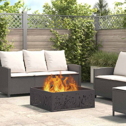 vidaXL Fire Pit Black 80 x 80 x 30 cm Cold-rolled steel