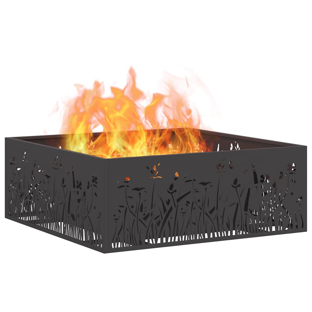 vidaXL Fire Pit Black 80 x 80 x 30 cm Cold-rolled steel