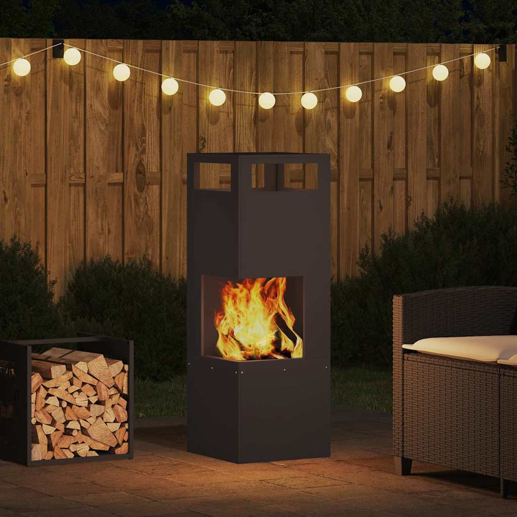 vidaXL Fire Pit Black 35 x 35 x 100 cm Cold-rolled steel