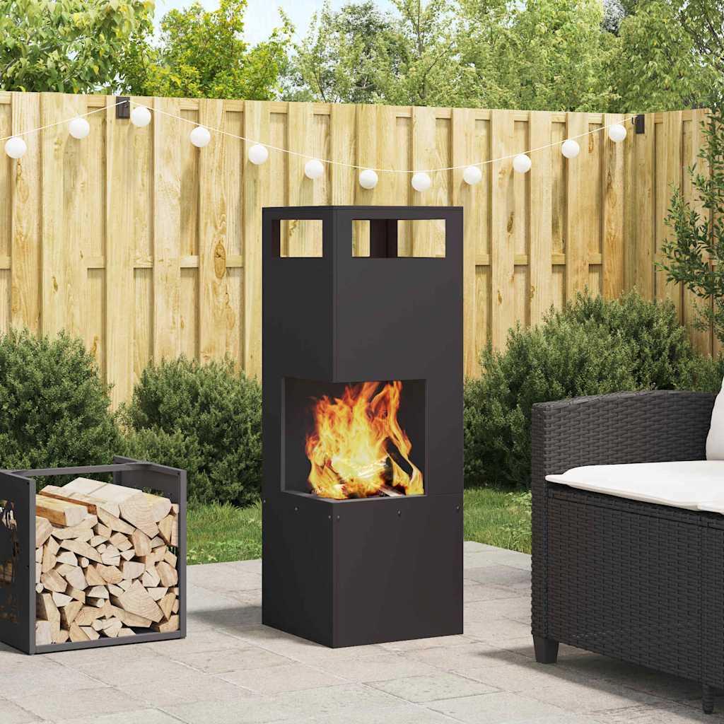 vidaXL Fire Pit Black 35 x 35 x 100 cm Cold-rolled steel