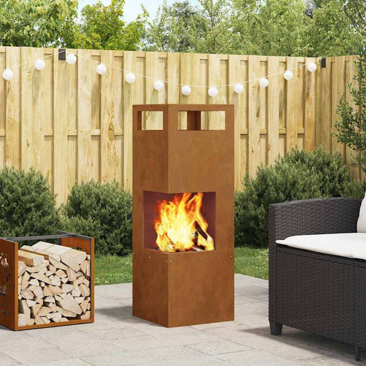 vidaXL Fire Pit Brown 35 x 35 x 100 cm Weathering steel