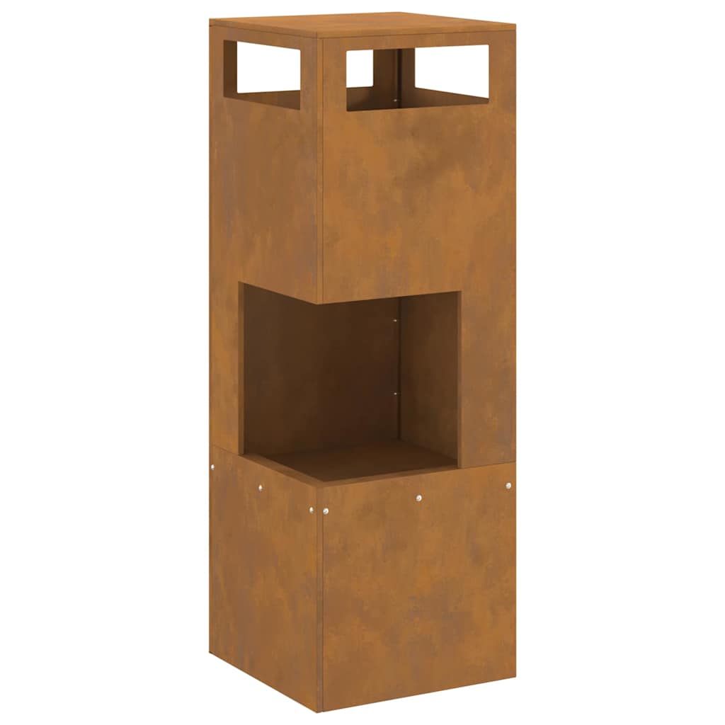 vidaXL Fire Pit Brown 35 x 35 x 100 cm Weathering steel