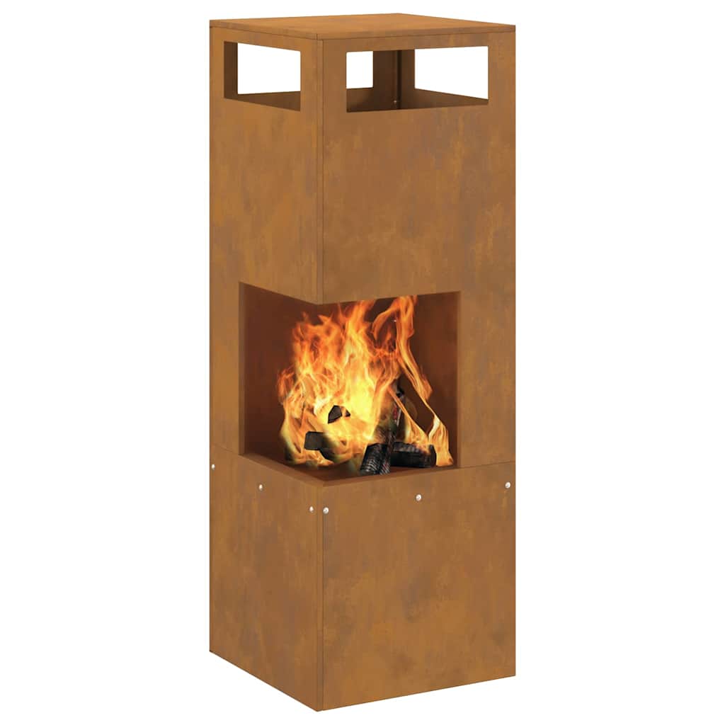 vidaXL Fire Pit Brown 35 x 35 x 100 cm Weathering steel