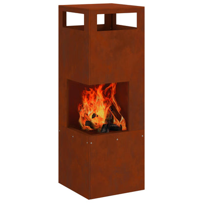vidaXL Fire Pit Brown 35 x 35 x 100 cm Weathering Steel
