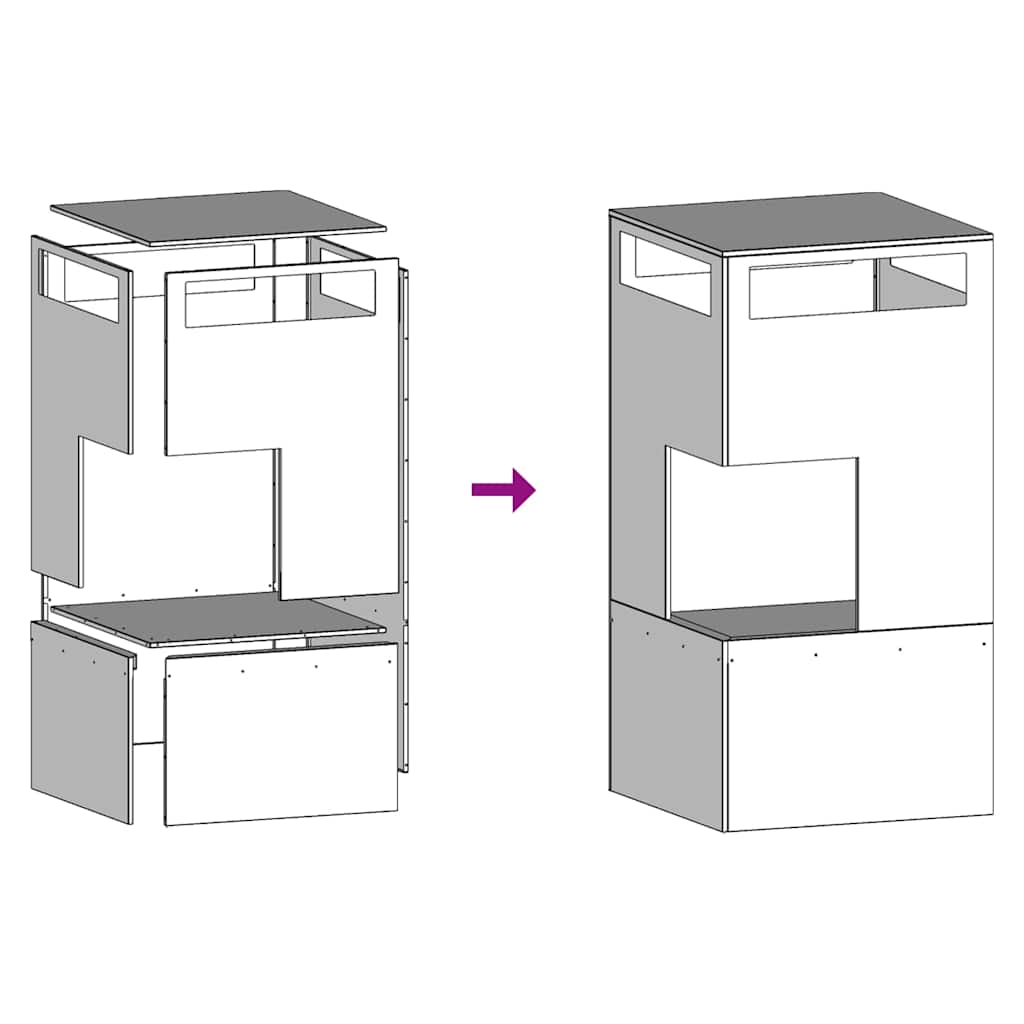 vidaXL Fire Pit Black 50 x 50 x 100 cm Cold-rolled steel