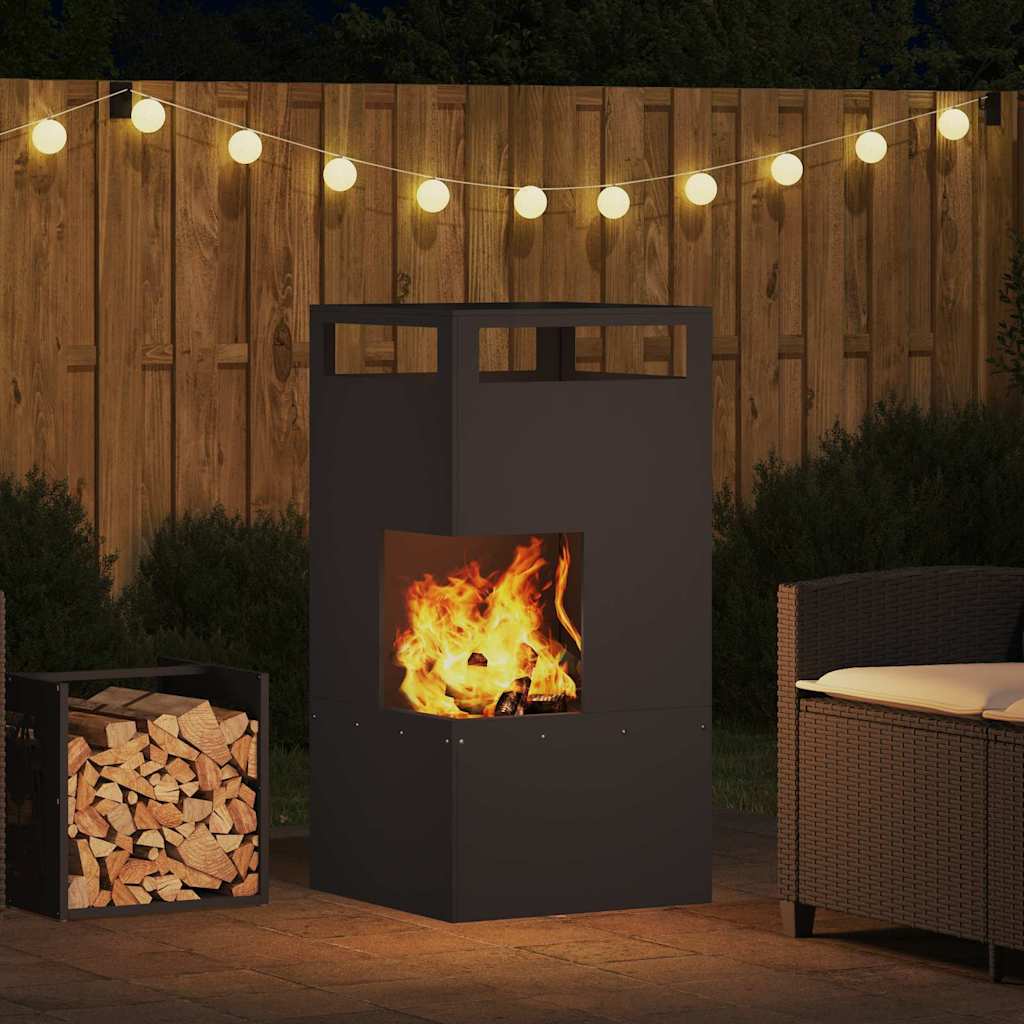 vidaXL Fire Pit Black 50 x 50 x 100 cm Cold-rolled steel