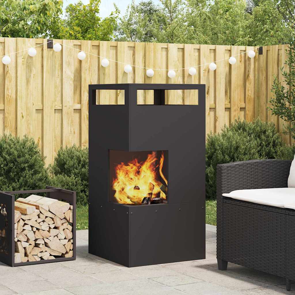 vidaXL Fire Pit Black 50 x 50 x 100 cm Cold-rolled steel