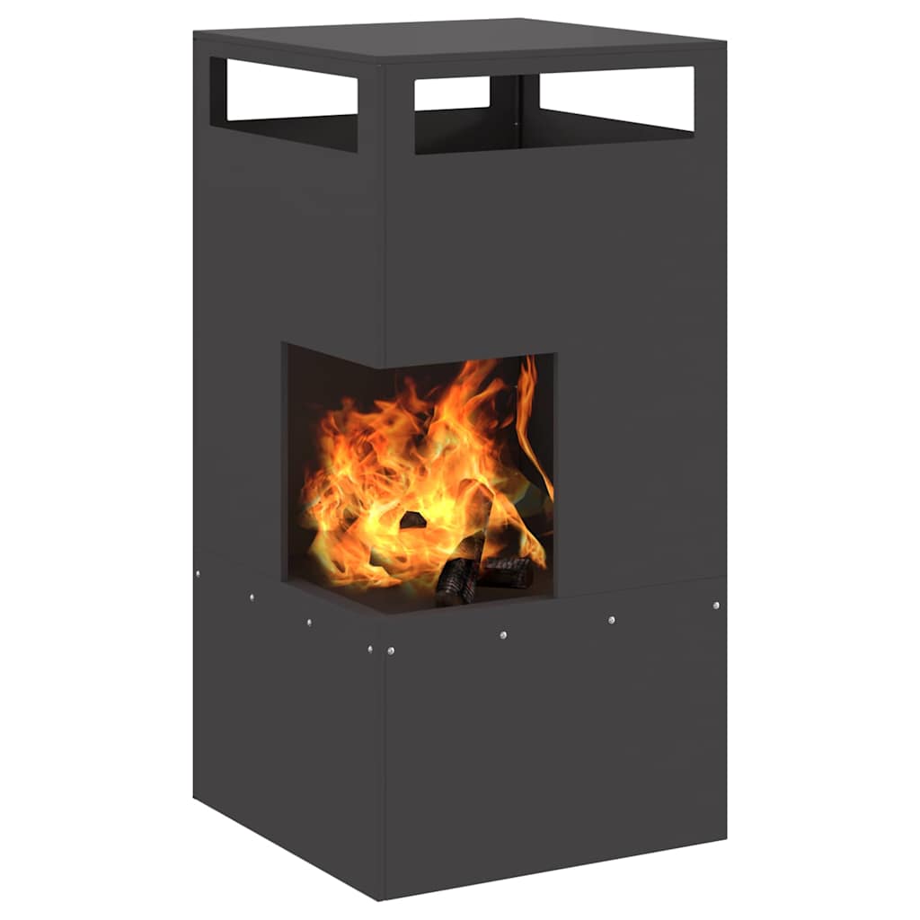 vidaXL Fire Pit Black 50 x 50 x 100 cm Cold-rolled steel