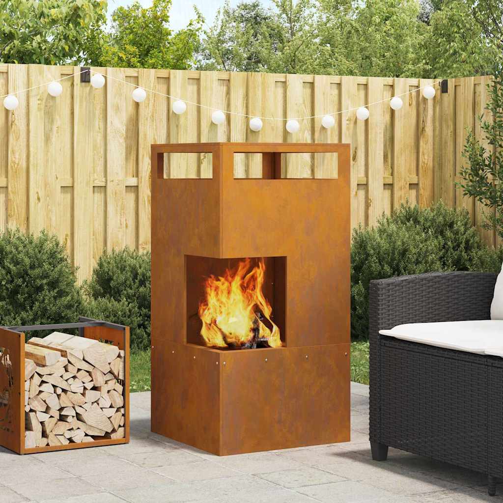 vidaXL Fire Pit Brown 50 x 50 x 100 cm Weathering steel