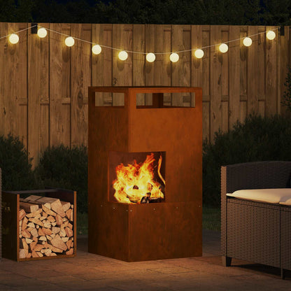 vidaXL Fire Pit Brown 50 x 50 x 100 cm Weathering Steel