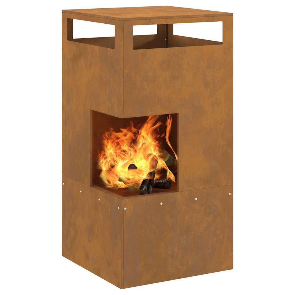 vidaXL Fire Pit Brown 50 x 50 x 100 cm Weathering steel