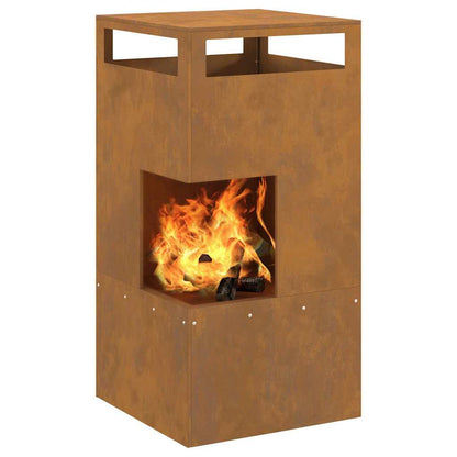 vidaXL Fire Pit Brown 50 x 50 x 100 cm Weathering steel
