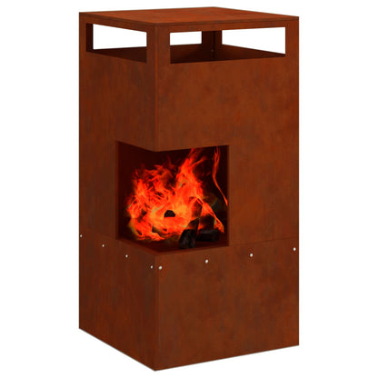 vidaXL Fire Pit Brown 50 x 50 x 100 cm Weathering Steel