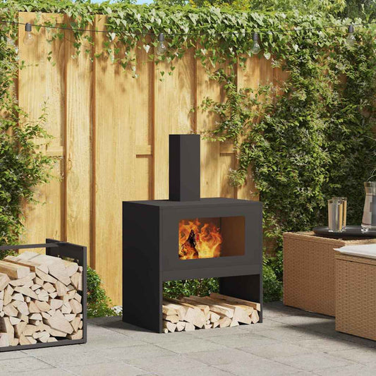vidaXL Fire Pit Black 60 x 40 x 96 cm Cold-rolled steel