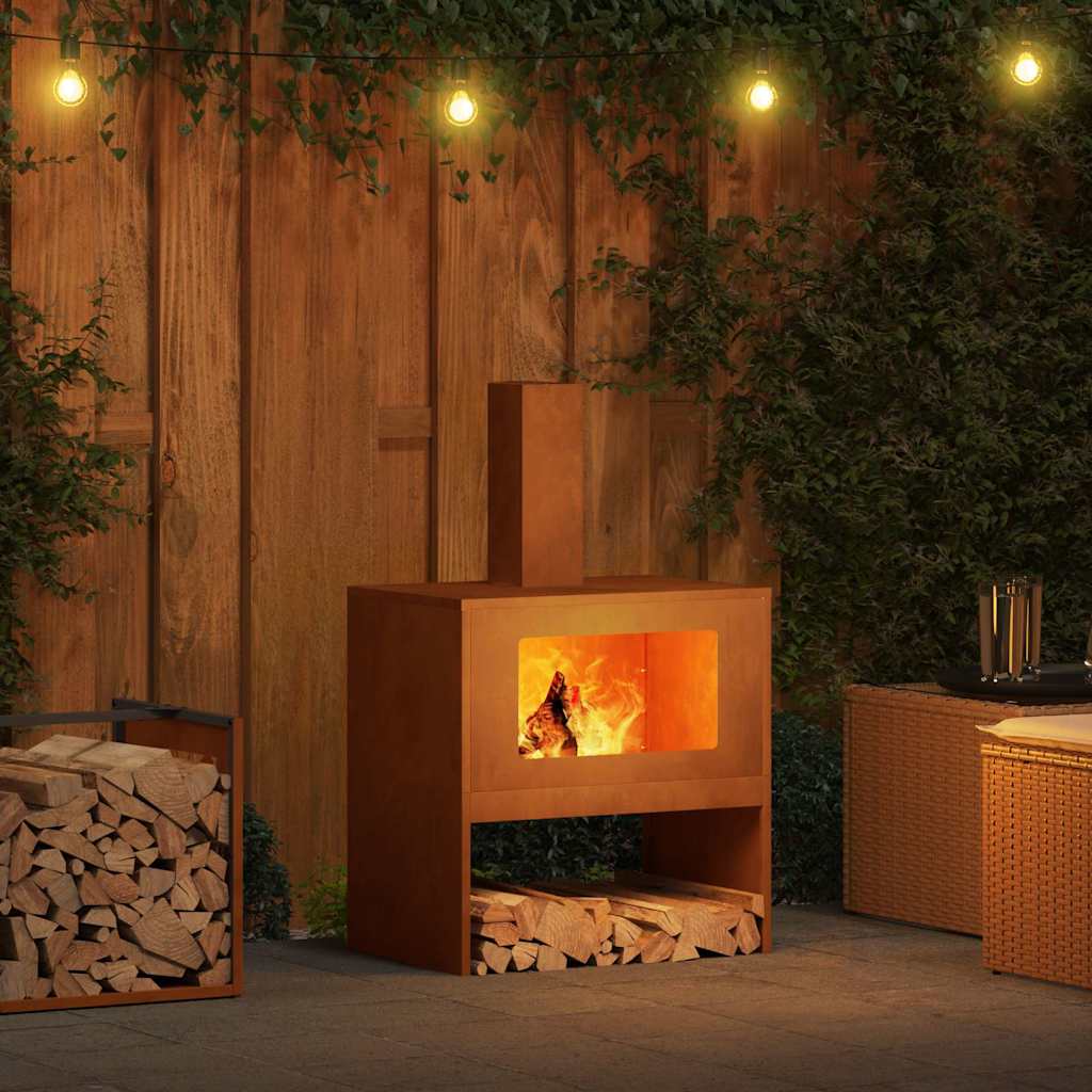 vidaXL Fire Pit Brown 60 x 40 x 96 cm Weathering steel