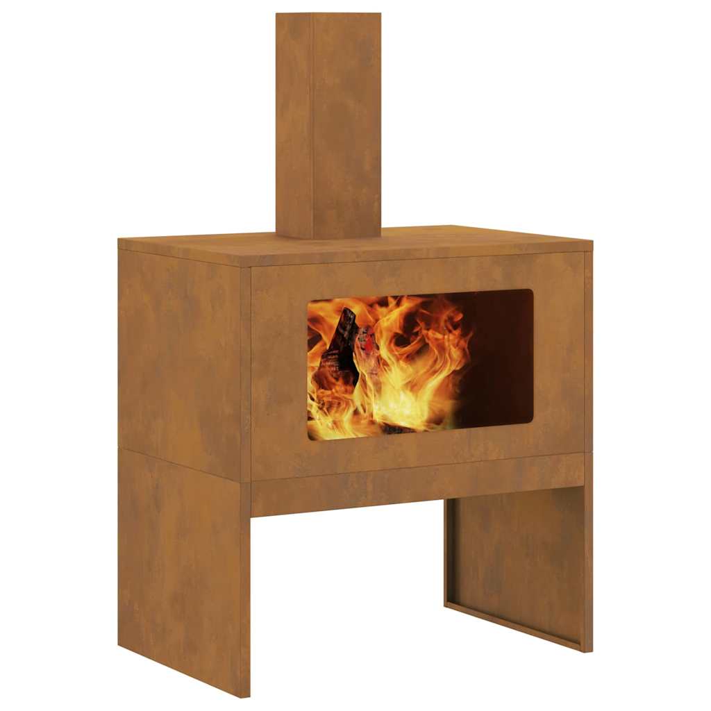 vidaXL Fire Pit Brown 60 x 40 x 96 cm Weathering steel