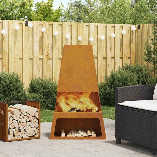vidaXL Fire Pit Brown 60 x 35 x 100 cm Weathering steel