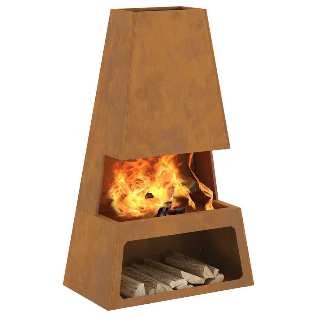 vidaXL Fire Pit Brown 60 x 35 x 100 cm Weathering steel