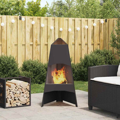 vidaXL Fire Pit Black 50 x 50 x 95 cm Cold-rolled steel