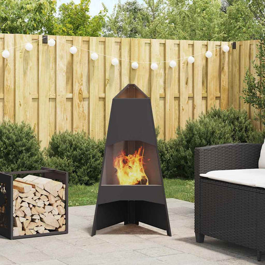 vidaXL Fire Pit Black 50 x 50 x 95 cm Cold-rolled steel