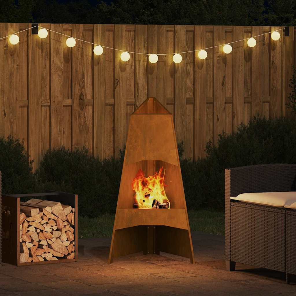 vidaXL Fire Pit Brown 50 x 50 x 95 cm Weathering steel