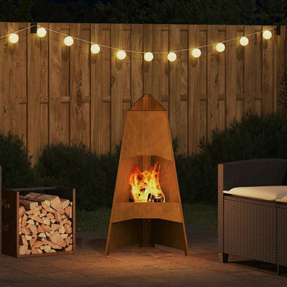 vidaXL Fire Pit Brown 50 x 50 x 95 cm Weathering steel
