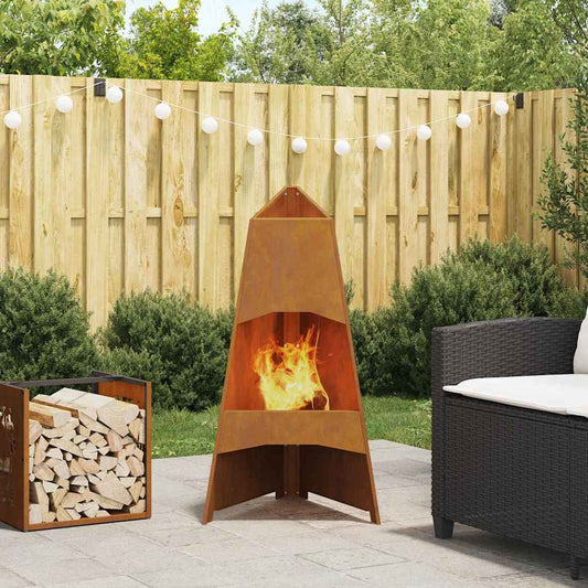 vidaXL Fire Pit Brown 50 x 50 x 95 cm Weathering steel
