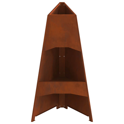 vidaXL Fire Pit Brown 50 x 50 x 95 cm Weathering Steel
