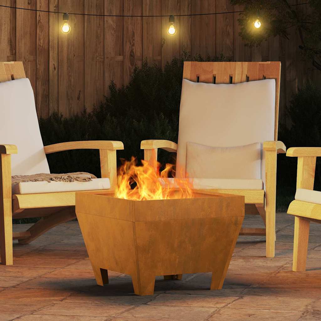 vidaXL Fire Pit Brown 50 x 50 x 38 cm Weathering steel