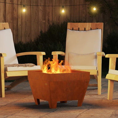 vidaXL Fire Pit Brown 50 x 50 x 38 cm Weathering Steel