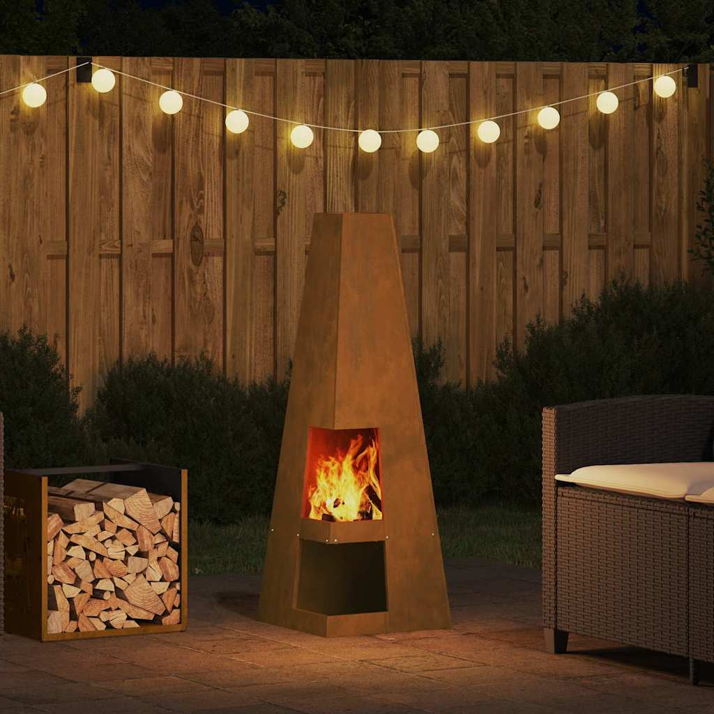 vidaXL Fire Pit Brown 35 x 35 x 100 cm Weathering steel