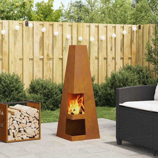 vidaXL Fire Pit Brown 35 x 35 x 100 cm Weathering steel